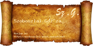 Szoboszlai Géza névjegykártya